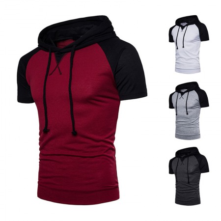New Men's Design Plus Size Hooded Short Sleeve T-Shirt